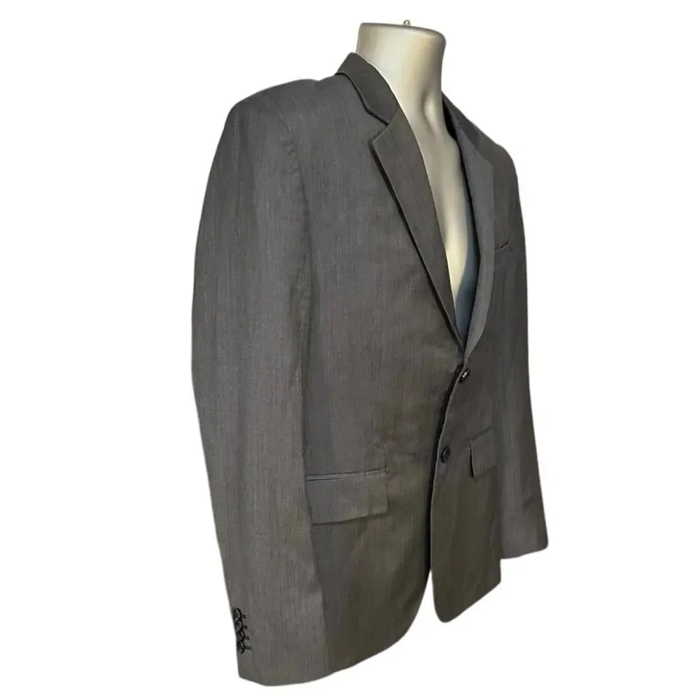 Theory Gray Wool Blend Blazer Mens 38S Tailored Two Button Sport Coat
